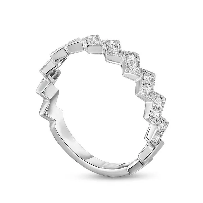 Goldia Rings 025 CT TW Natural Diamond TwoStone ZigZag Antique VintageStyle Stackable Band in Solid 10K White Gold Goldia Rings 025 CT TW Natural Diamond TwoStone ZigZag Antique VintageStyle Stackable Band in Solid 10K White Gold