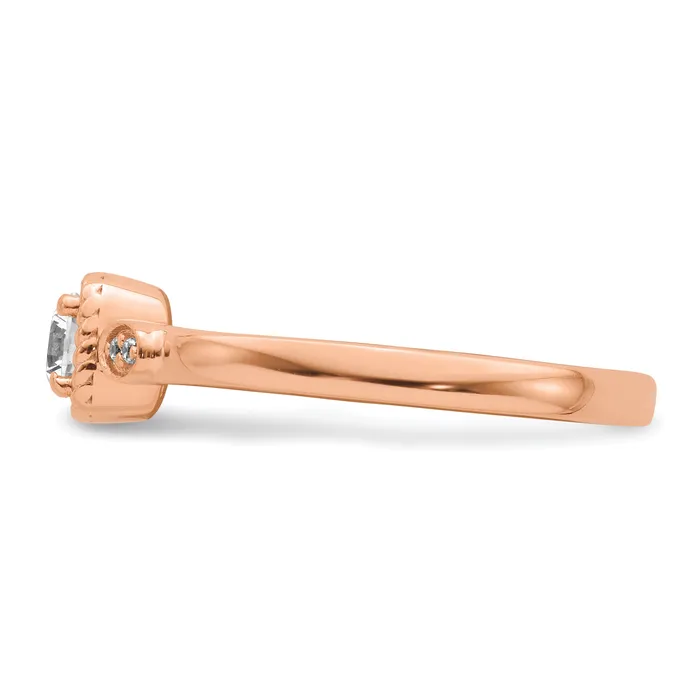 Goldia Rings 025ct CZ Solid Real 14k Rose Polish Petite Rope Edge Round Complete Dia Ring