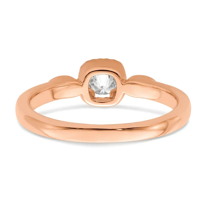 Goldia Rings 025ct CZ Solid Real 14k Rose Polish Petite Rope Edge Round Complete Dia Ring