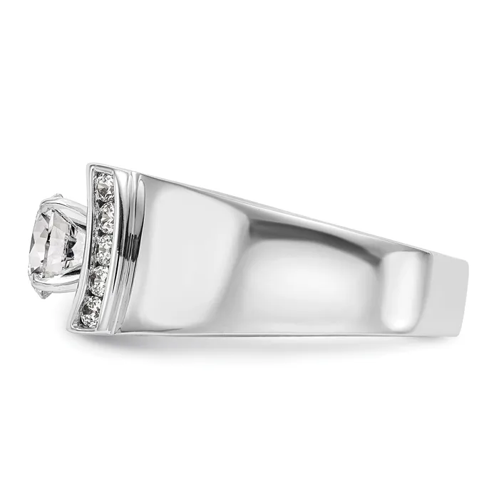 Goldia Rings 025ct CZ Solid Real 14K White Gold Peg Set Engagement Ring