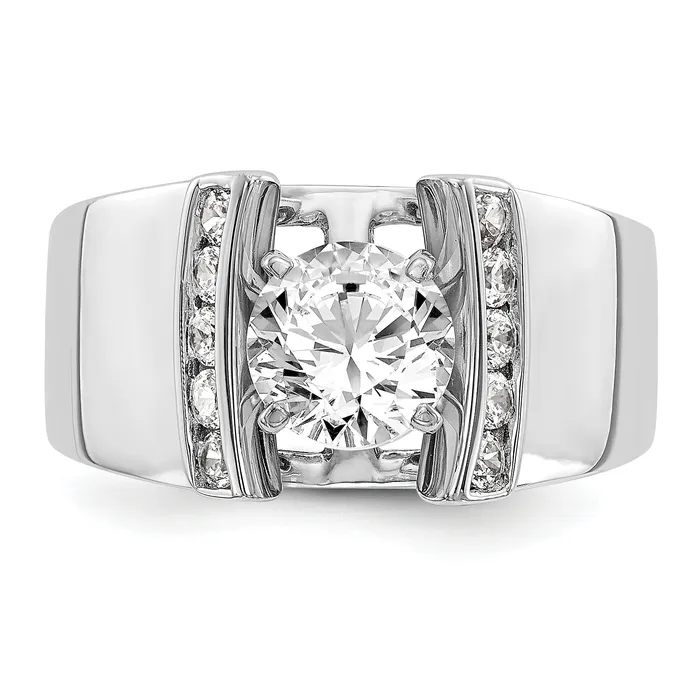 Goldia Rings 025ct CZ Solid Real 14K White Gold Peg Set Engagement Ring