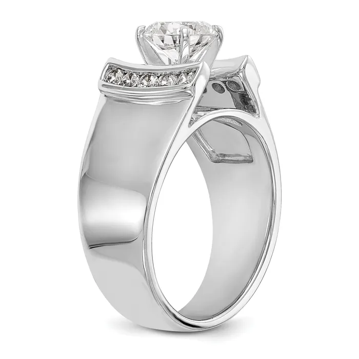 Goldia Rings 025ct CZ Solid Real 14K White Gold Peg Set Engagement Ring