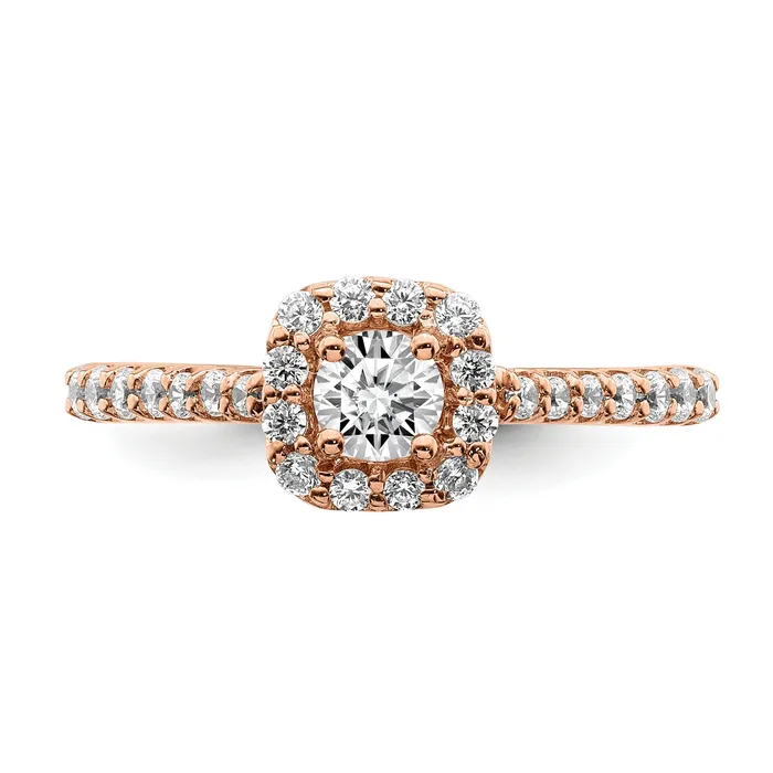 Goldia Rings 030ct CZ Solid Real 14k Rose Gold Engagement Ring