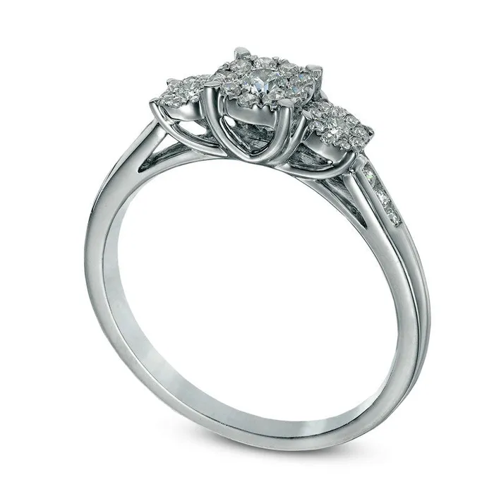 Goldia Rings 033 CT TW Composite Natural Diamond Three Stone Engagement Ring in Solid 10K White Gold Goldia Rings 033 CT TW Composite Natural Diamond Three Stone Engagement Ring in Solid 10K White Gold