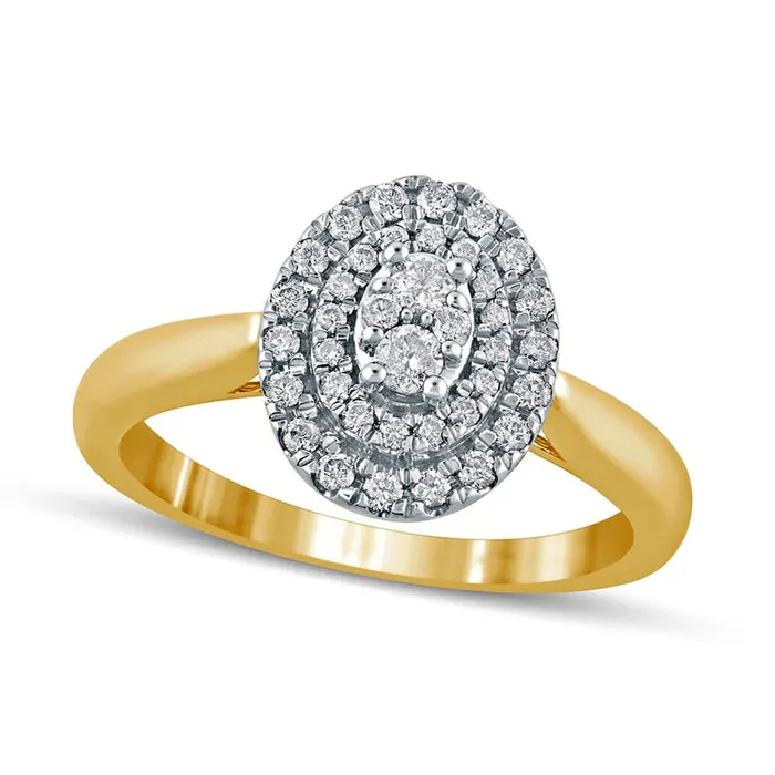 Goldia Rings 033 CT TW Composite Oval Natural Diamond Double Frame Engagement Ring in Solid 14K Gold Goldia Rings 033 CT TW Composite Oval Natural Diamond Double Frame Engagement Ring in Solid 14K Gold