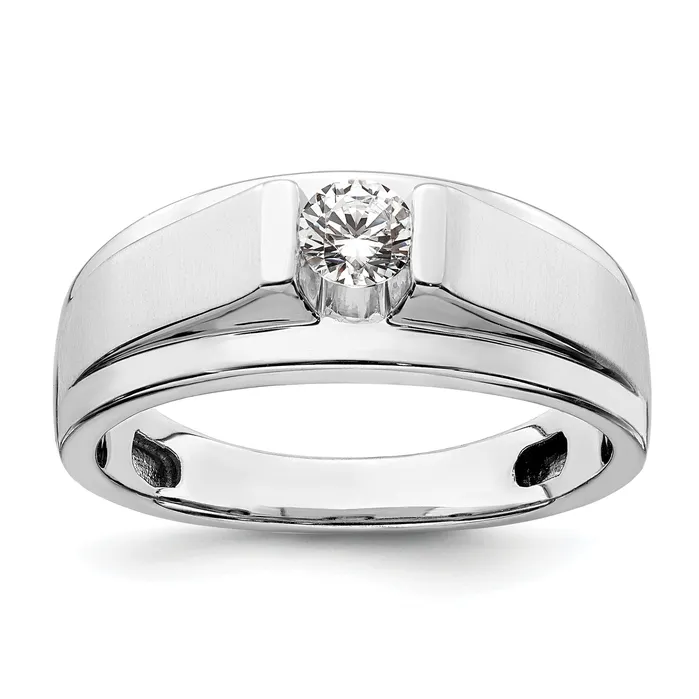 Goldia Rings 033ct CZ Solid Real 14K White Gold Complete Mens Ring