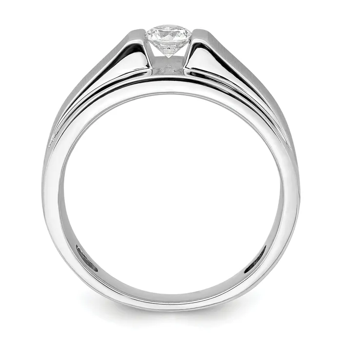 Goldia Rings 033ct CZ Solid Real 14K White Gold Complete Mens Ring