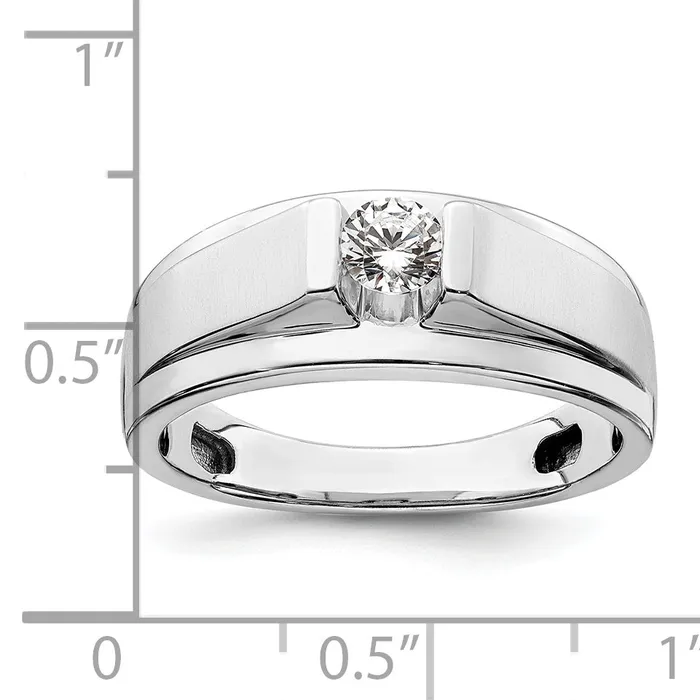 Goldia Rings 033ct CZ Solid Real 14K White Gold Complete Mens Ring