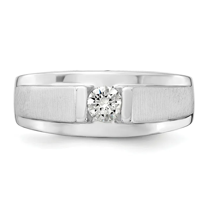 Goldia Rings 033ct CZ Solid Real 14K White Gold Complete Mens Ring