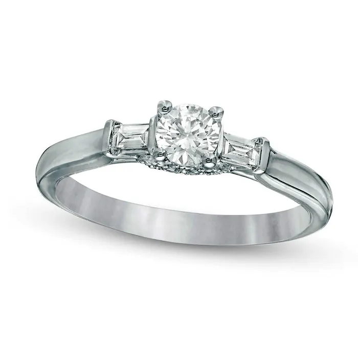 Goldia Rings 038 CT TW Natural Diamond Collar Antique VintageStyle Engagement Ring in Solid 10K White Gold Goldia Rings 038 CT TW Natural Diamond Collar Antique VintageStyle Engagement Ring in Solid 10K White Gold