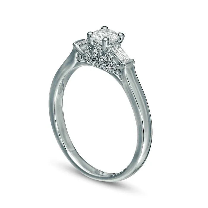 Goldia Rings 038 CT TW Natural Diamond Collar Antique VintageStyle Engagement Ring in Solid 10K White Gold Goldia Rings 038 CT TW Natural Diamond Collar Antique VintageStyle Engagement Ring in Solid 10K White Gold