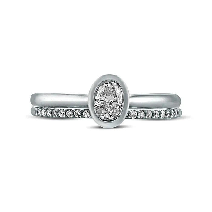 Goldia Rings 038 CT TW Oval Natural Diamond Bridal Engagement Ring Set in Solid 10K White Gold Goldia Rings 038 CT TW Oval Natural Diamond Bridal Engagement Ring Set in Solid 10K White Gold