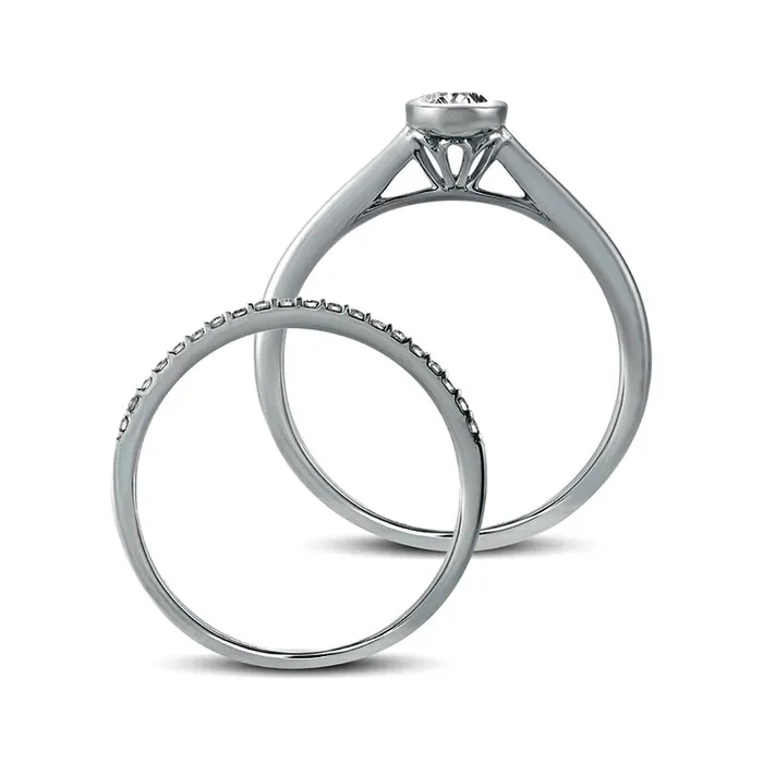 Goldia Rings 038 CT TW Oval Natural Diamond Bridal Engagement Ring Set in Solid 10K White Gold Goldia Rings 038 CT TW Oval Natural Diamond Bridal Engagement Ring Set in Solid 10K White Gold