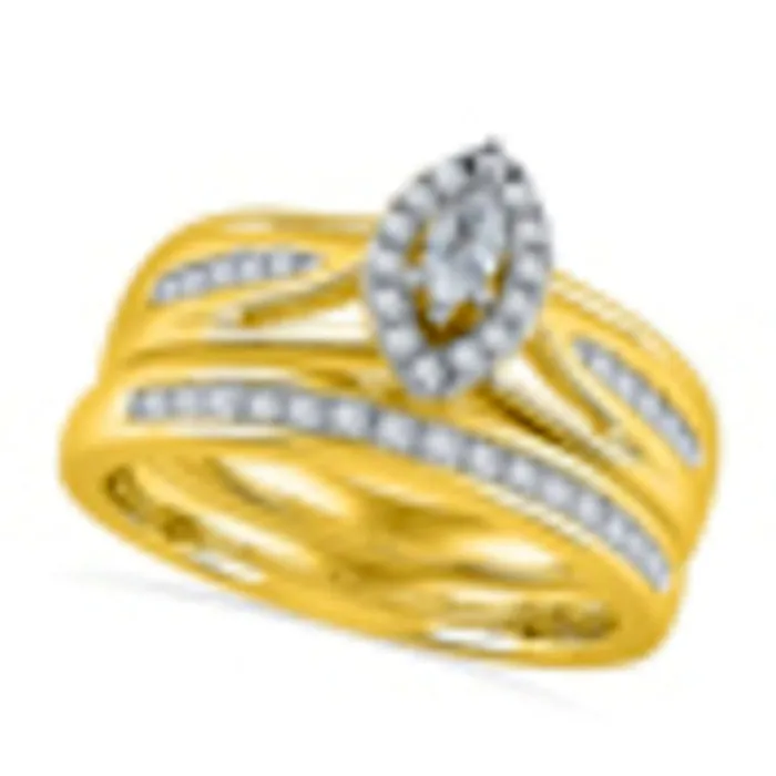 Goldia Rings 050 CT TW Marquise Natural Diamond Frame Bridal Engagement Ring Set in Solid 10K Yellow Gold Goldia Rings 050 CT TW Marquise Natural Diamond Frame Bridal Engagement Ring Set in Solid 10K Yellow Gold