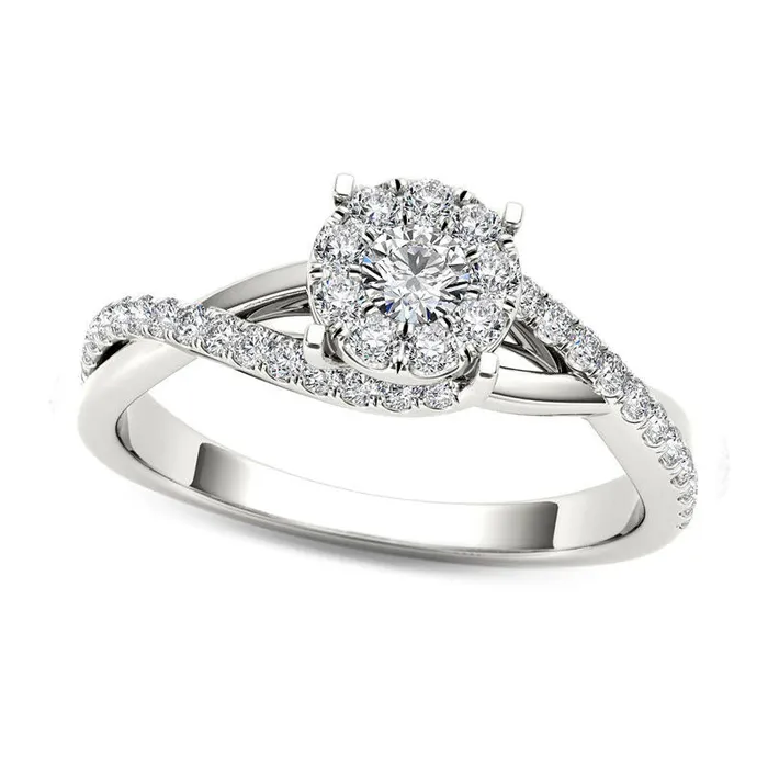 Goldia Rings 050 CT TW Natural Diamond Bypass Engagement Ring in Solid 14K White Gold Goldia Rings 050 CT TW Natural Diamond Bypass Engagement Ring in Solid 14K White Gold