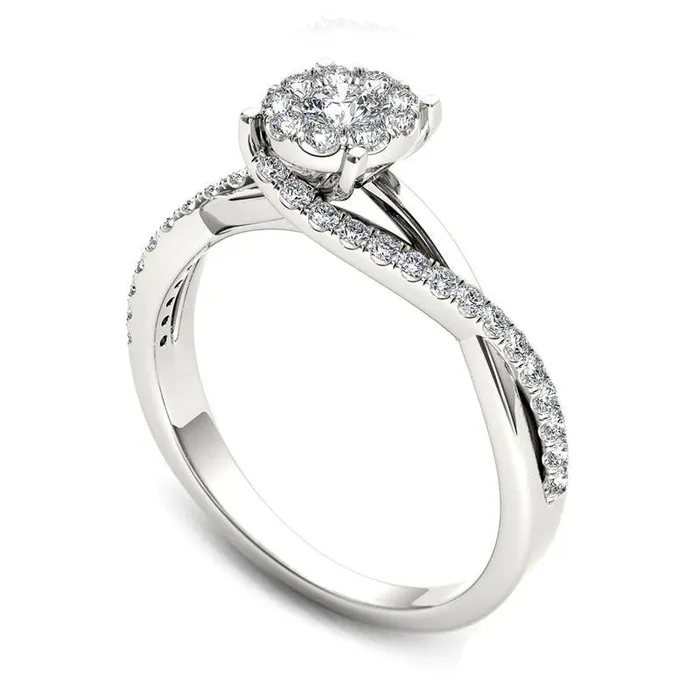 Goldia Rings 050 CT TW Natural Diamond Bypass Engagement Ring in Solid 14K White Gold Goldia Rings 050 CT TW Natural Diamond Bypass Engagement Ring in Solid 14K White Gold