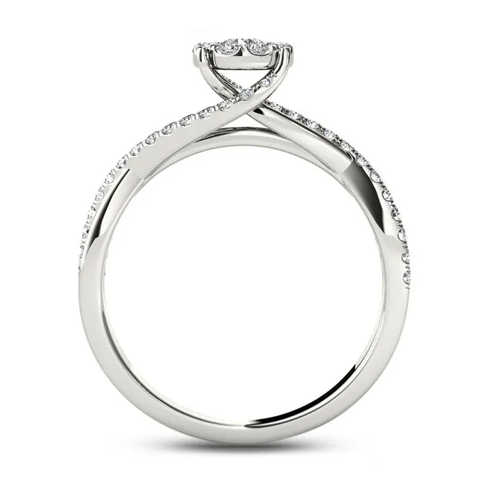 Goldia Rings 050 CT TW Natural Diamond Bypass Engagement Ring in Solid 14K White Gold Goldia Rings 050 CT TW Natural Diamond Bypass Engagement Ring in Solid 14K White Gold