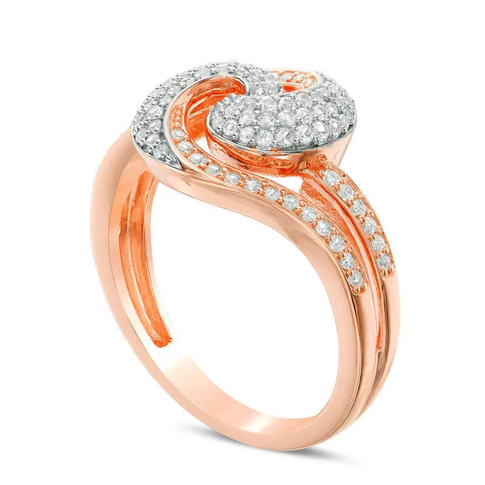 Goldia Rings 050 CT TW Natural Diamond Wave Swirl Ring in Solid 10K Rose Gold and White Rhodium Goldia Rings 050 CT TW Natural Diamond Wave Swirl Ring in Solid 10K Rose Gold and White Rhodium