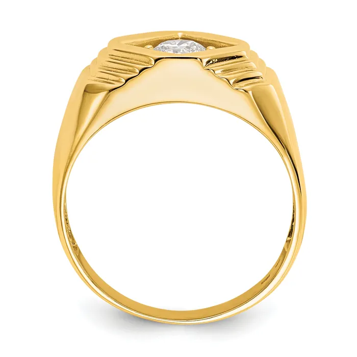 Goldia Rings 050ct CZ Solid Real 14K Mens Wedding Band Ring