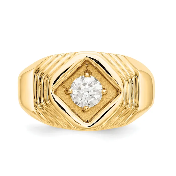 Goldia Rings 050ct CZ Solid Real 14K Mens Wedding Band Ring
