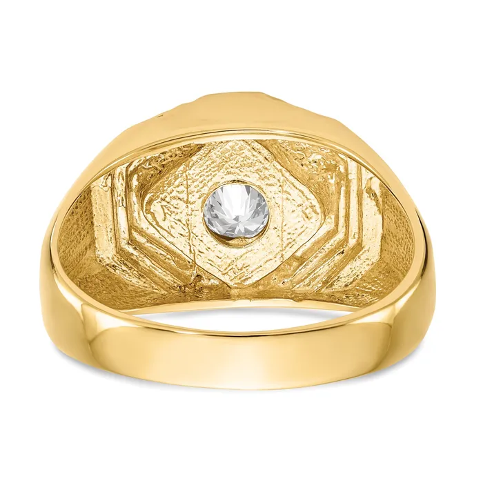 Goldia Rings 050ct CZ Solid Real 14K Mens Wedding Band Ring