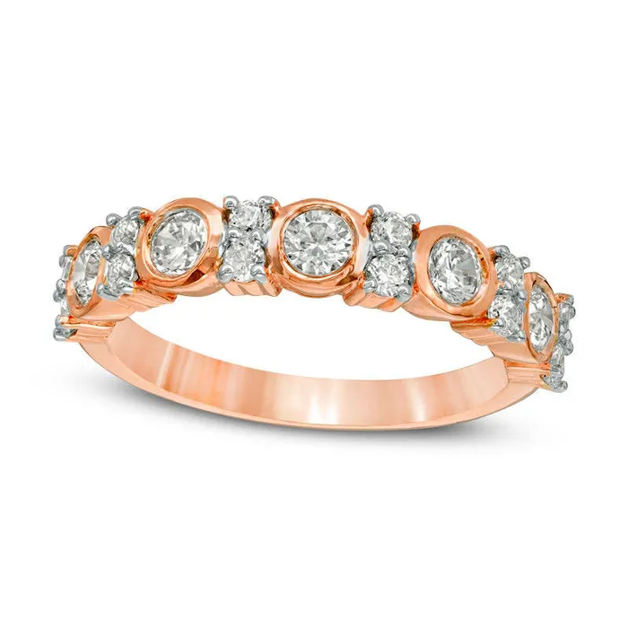 Goldia Rings 075 CT TW Natural Diamond Alternating Anniversary Band in Solid 10K Rose Gold Goldia Rings 075 CT TW Natural Diamond Alternating Anniversary Band in Solid 10K Rose Gold