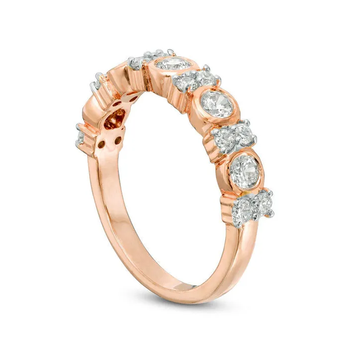 Goldia Rings 075 CT TW Natural Diamond Alternating Anniversary Band in Solid 10K Rose Gold Goldia Rings 075 CT TW Natural Diamond Alternating Anniversary Band in Solid 10K Rose Gold