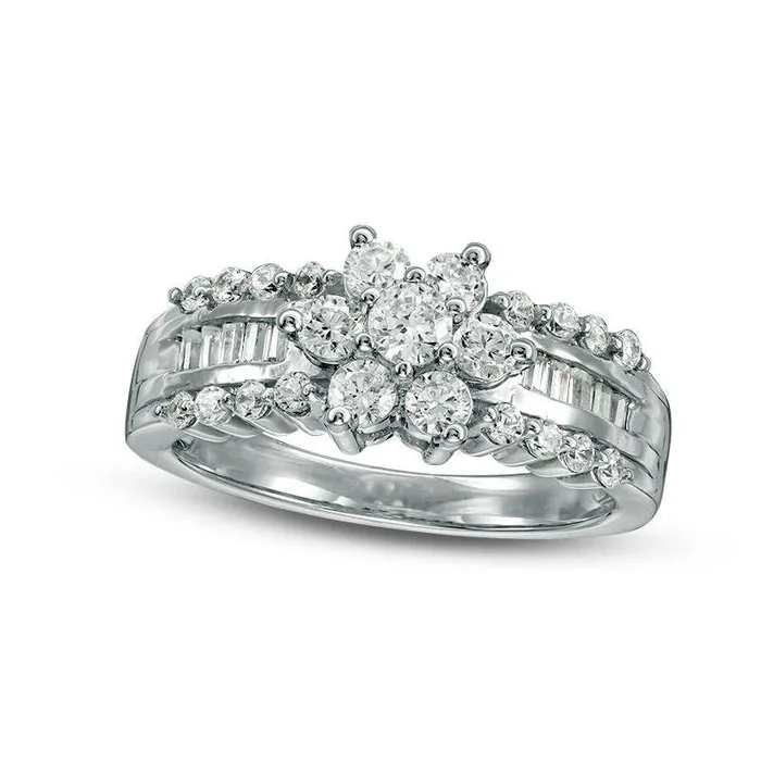 Goldia Rings 075 CT TW Natural Diamond Frame MultiRow Ring in Solid 10K White Gold Goldia Rings 075 CT TW Natural Diamond Frame MultiRow Ring in Solid 10K White Gold