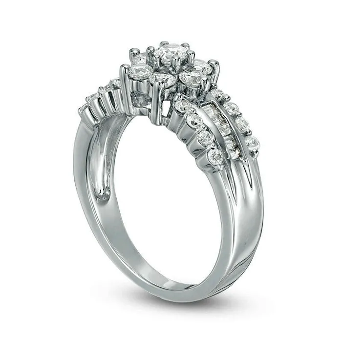 Goldia Rings 075 CT TW Natural Diamond Frame MultiRow Ring in Solid 10K White Gold Goldia Rings 075 CT TW Natural Diamond Frame MultiRow Ring in Solid 10K White Gold