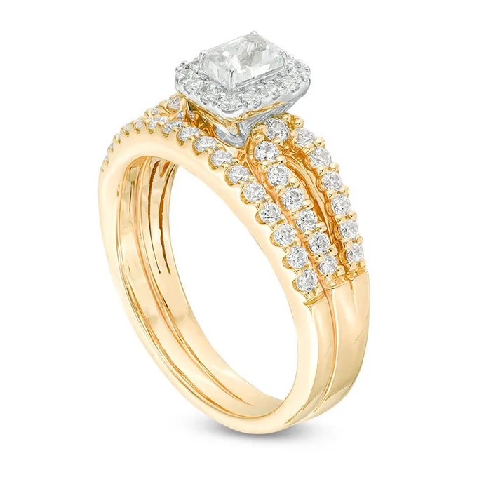 Goldia Rings 10 CT TW Certified EmeraldCut Natural Diamond Frame Split Shank Bridal Engagement Ring Set in Solid 14K Gold II1 Goldia Rings 10 CT TW Certified EmeraldCut Natural Diamond Frame Split Shank Bridal Engagement Ring Set in Solid 14K Gold II1