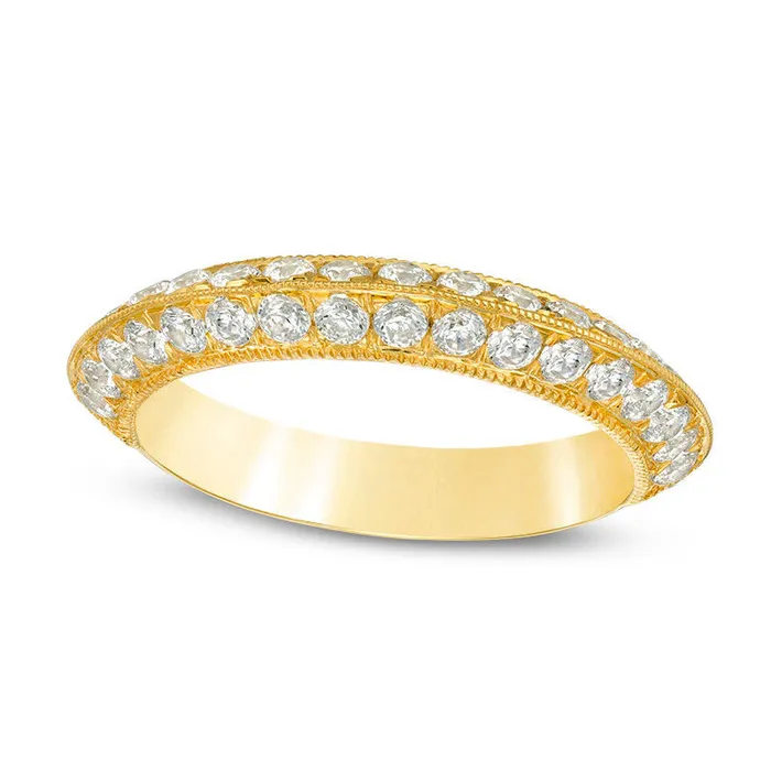 Goldia Rings 10 CT TW Natural Diamond Double Row Antique VintageStyle Wedding Band in Solid 10K Yellow Gold Goldia Rings 10 CT TW Natural Diamond Double Row Antique VintageStyle Wedding Band in Solid 10K Yellow Gold