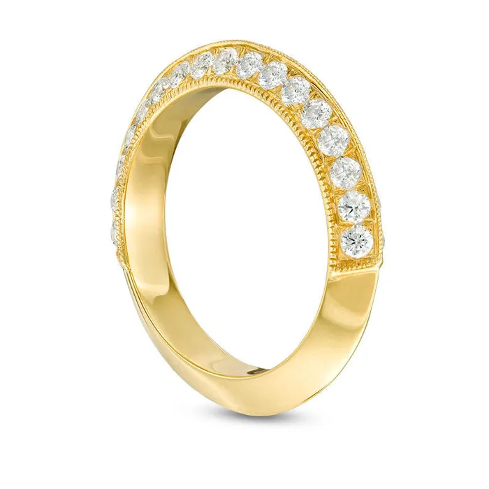 Goldia Rings 10 CT TW Natural Diamond Double Row Antique VintageStyle Wedding Band in Solid 10K Yellow Gold Goldia Rings 10 CT TW Natural Diamond Double Row Antique VintageStyle Wedding Band in Solid 10K Yellow Gold