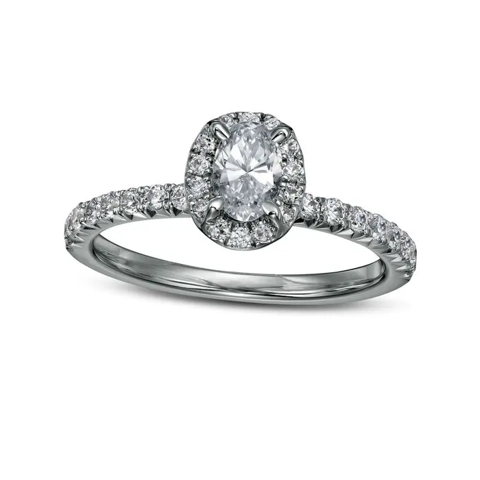 Goldia Rings 10 CT TW Oval Natural Diamond Frame Engagement Ring in Solid 14K White Gold II2 Goldia Rings 10 CT TW Oval Natural Diamond Frame Engagement Ring in Solid 14K White Gold II2