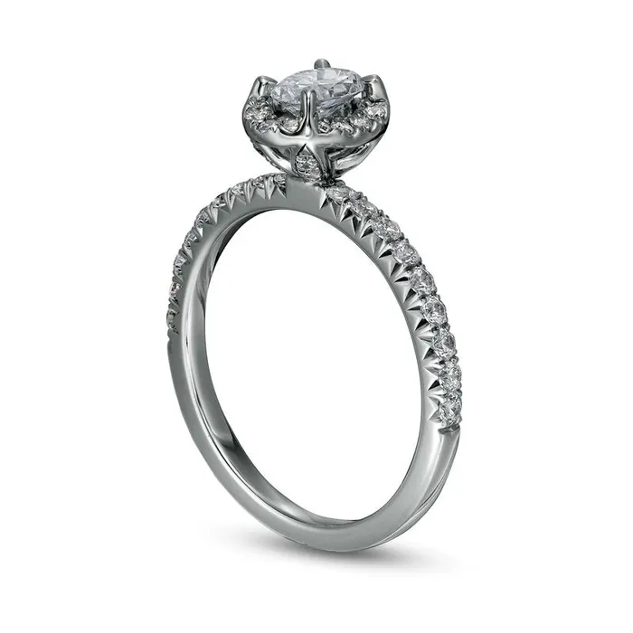 Goldia Rings 10 CT TW Oval Natural Diamond Frame Engagement Ring in Solid 14K White Gold II2 Goldia Rings 10 CT TW Oval Natural Diamond Frame Engagement Ring in Solid 14K White Gold II2