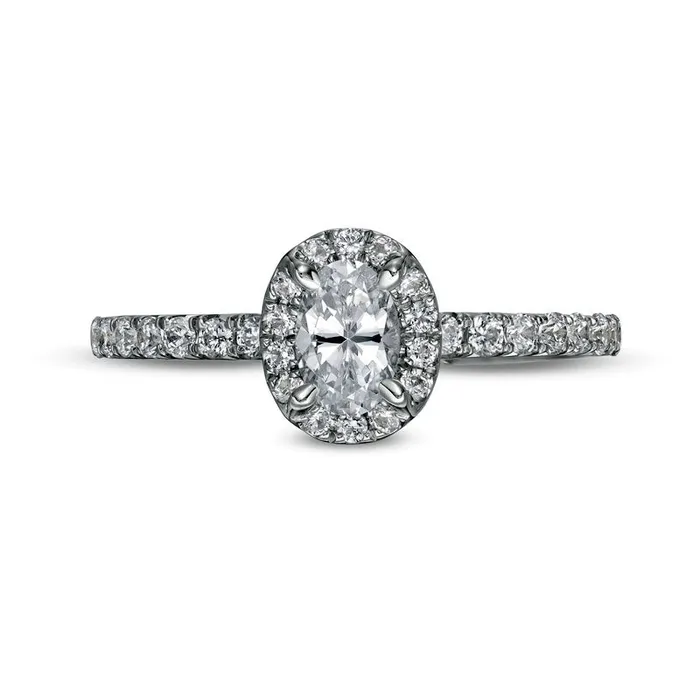 Goldia Rings 10 CT TW Oval Natural Diamond Frame Engagement Ring in Solid 14K White Gold II2 Goldia Rings 10 CT TW Oval Natural Diamond Frame Engagement Ring in Solid 14K White Gold II2
