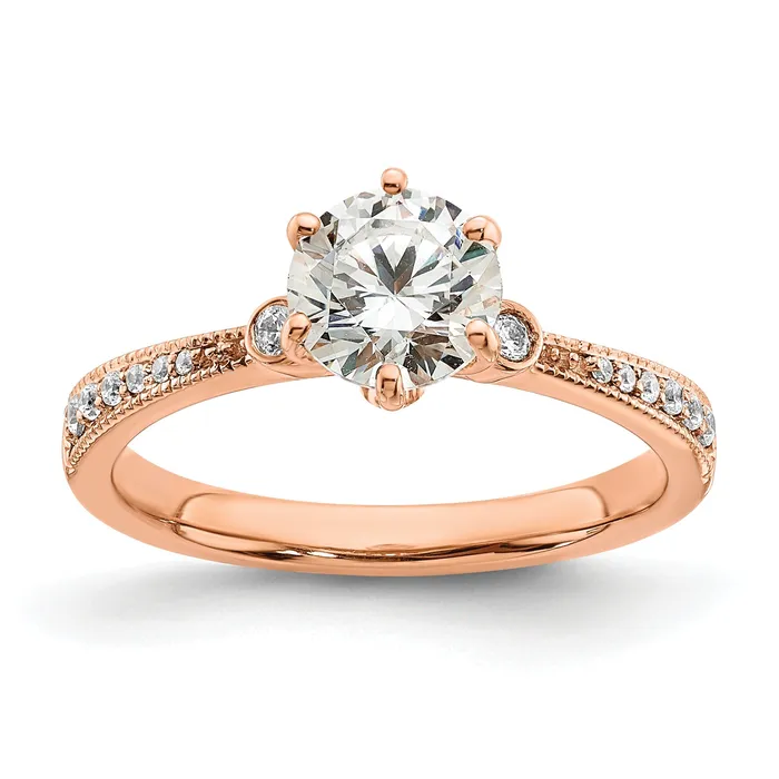 Goldia Rings 100ct CZ Solid Real 14k Rose Polish 1ct Round Engagement Dia Ring Goldia Rings 100ct CZ Solid Real 14k Rose Polish 1ct Round Engagement Dia Ring