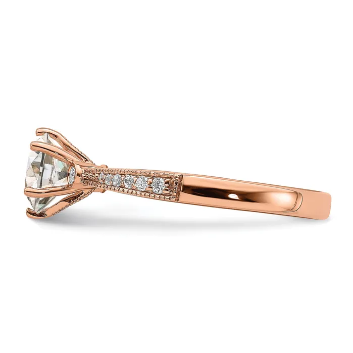 Goldia Rings 100ct CZ Solid Real 14k Rose Polish 1ct Round Engagement Dia Ring