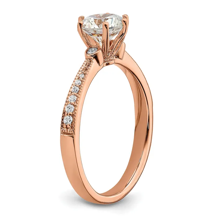 Goldia Rings 100ct CZ Solid Real 14k Rose Polish 1ct Round Engagement Dia Ring