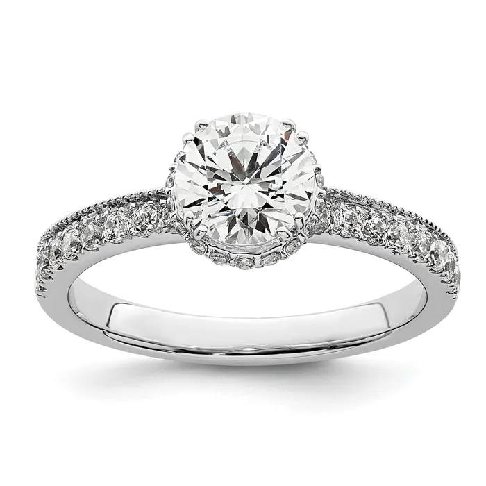 Goldia Rings 100ct CZ Solid Real 14K White Gold Vintage Round Halo Dia Engage Ring Goldia Rings 100ct CZ Solid Real 14K White Gold Vintage Round Halo Dia Engage Ring