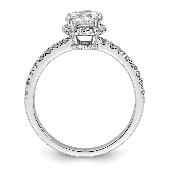 Goldia Rings 100ct CZ Solid Real 14K White Gold Vintage Round Halo Dia Engage Ring