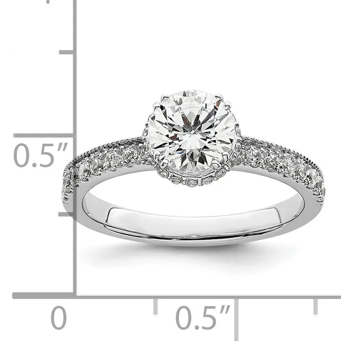 Goldia Rings 100ct CZ Solid Real 14K White Gold Vintage Round Halo Dia Engage Ring