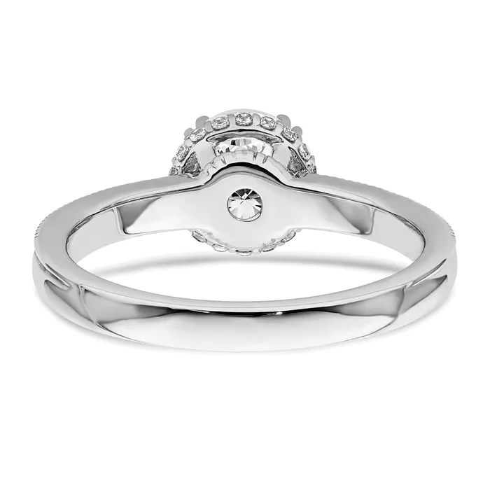 Goldia Rings 100ct CZ Solid Real 14K White Gold Vintage Round Halo Dia Engage Ring