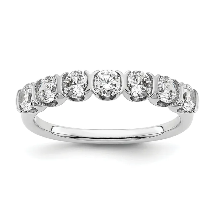 Goldia Rings 101ct CZ Solid Real 14K White Complete 7Stone Wedding Wedding Band Ring Goldia Rings 101ct CZ Solid Real 14K White Complete 7Stone Wedding Wedding Band Ring