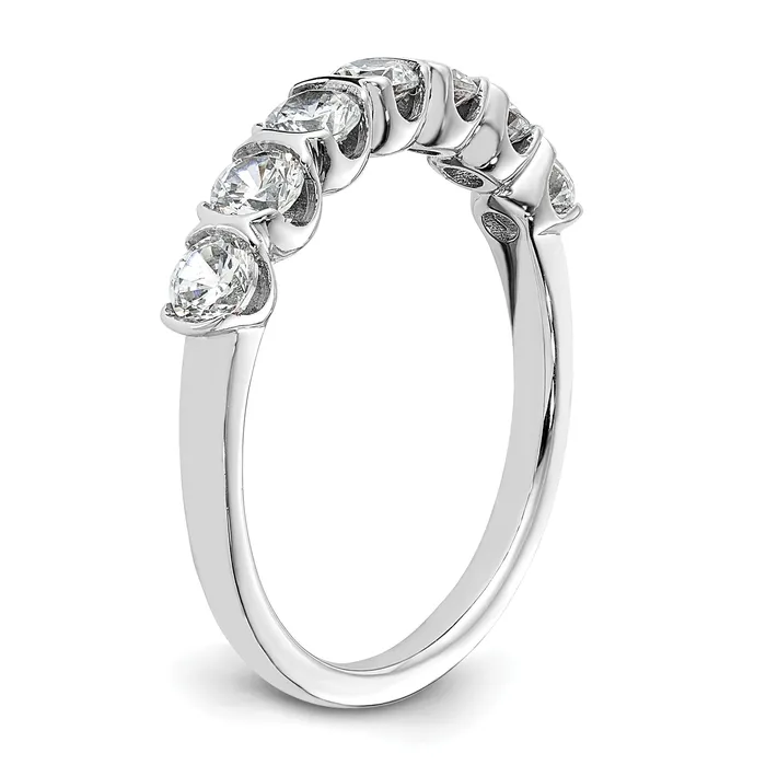 Goldia Rings 101ct CZ Solid Real 14K White Complete 7Stone Wedding Wedding Band Ring