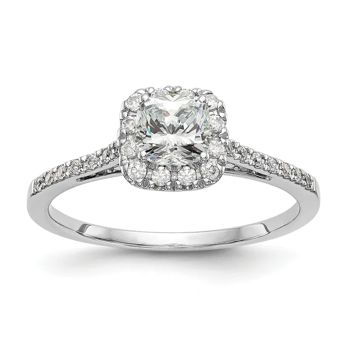 Goldia Rings 125ct CZ Solid Real 14ktt Cushion Halo Engagement Ring