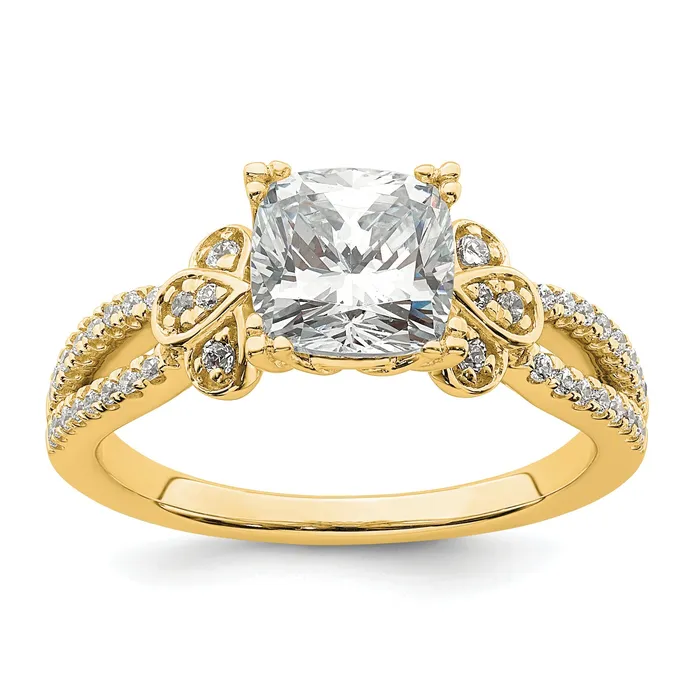 Goldia Rings 150ct CZ Solid Real 14k Polish 1 12ct Cushion Split Shank Engage Dia Ring Goldia Rings 150ct CZ Solid Real 14k Polish 1 12ct Cushion Split Shank Engage Dia Ring