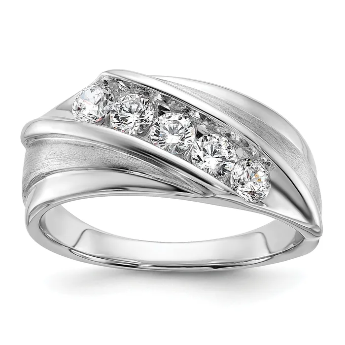 Goldia Rings 10k White Gold 34 Ct Lab Grown Diamond VSSI G Five Stone Mens Ring Goldia Rings 10k White Gold 34 Ct Lab Grown Diamond VSSI G Five Stone Mens Ring