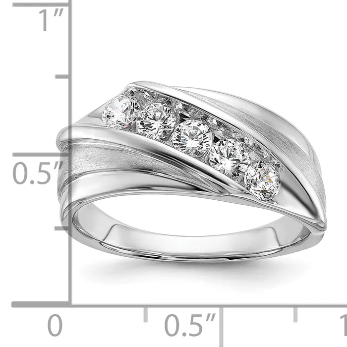 Goldia Rings 10k White Gold 34 Ct Lab Grown Diamond VSSI G Five Stone Mens Ring