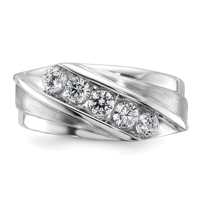 Goldia Rings 10k White Gold 34 Ct Lab Grown Diamond VSSI G Five Stone Mens Ring