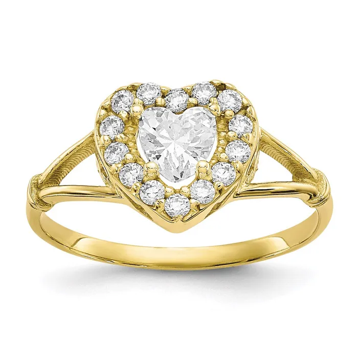 Goldia Rings 10K Yellow Gold CZ Heart Ring